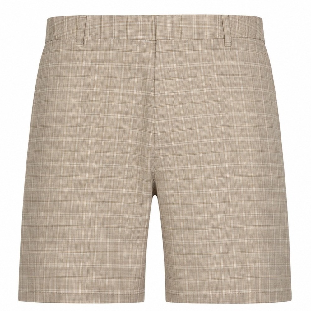COS Mens Tan Plaid Linen Cotton Blend Tailored Shorts Size 33R Beige Check